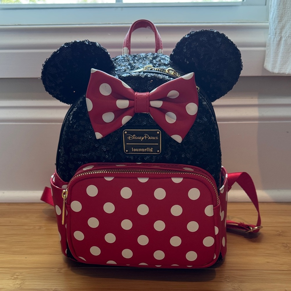 Disney Black and Red Minnie Mouse Polka Dot Backpack